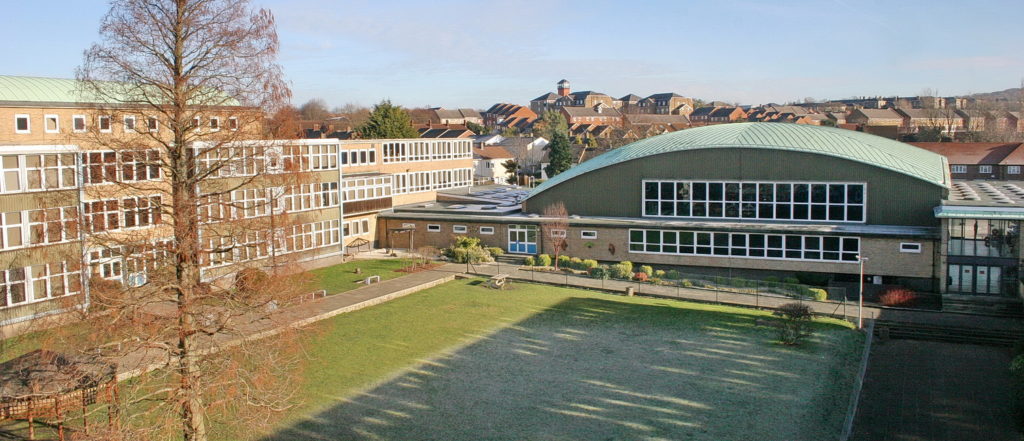 Photo of The Halley Academy building.