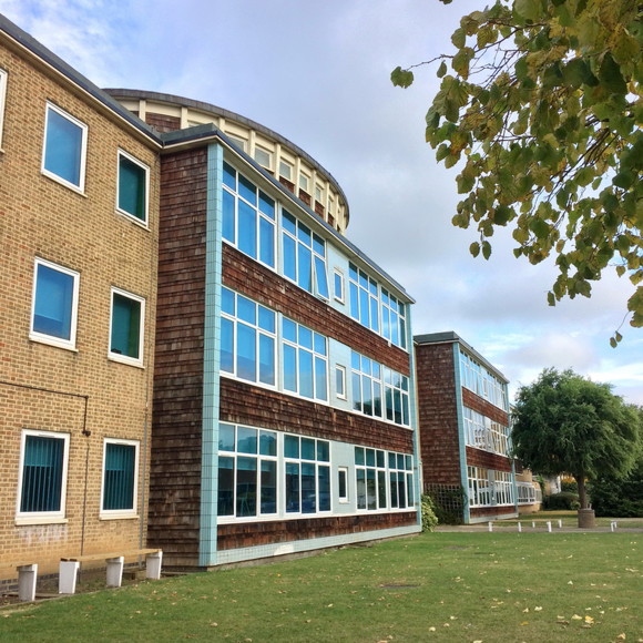 Photo of The Halley Academy building.